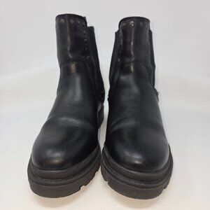 Danassa Black Leather Studded Moto Boots, Size 40EU/9US